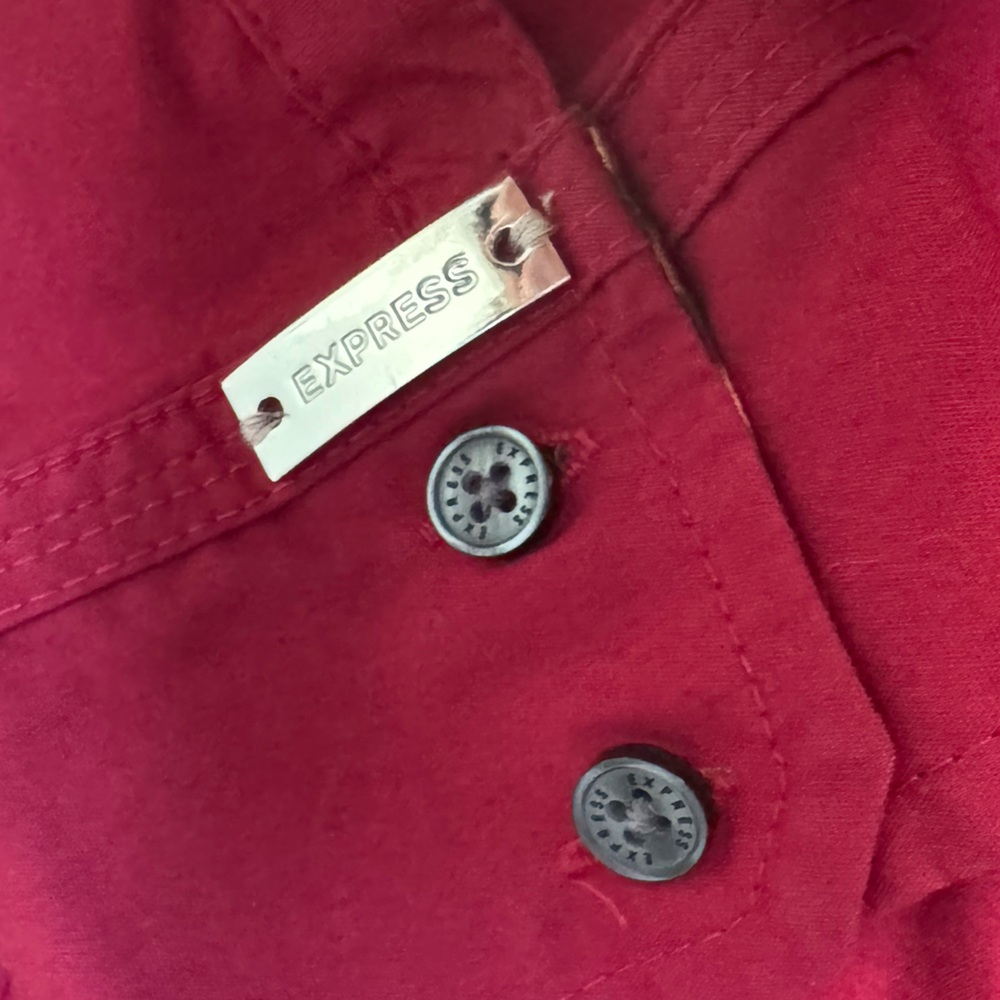 Express Medium Red Essentials Button Polo Shirt - image 8